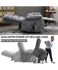 Lift Recliner Chair Heat Massage Dual Motor Infinite Position Up to 350 Lbs Large Electric Power Lift Recliners with Power-Remote