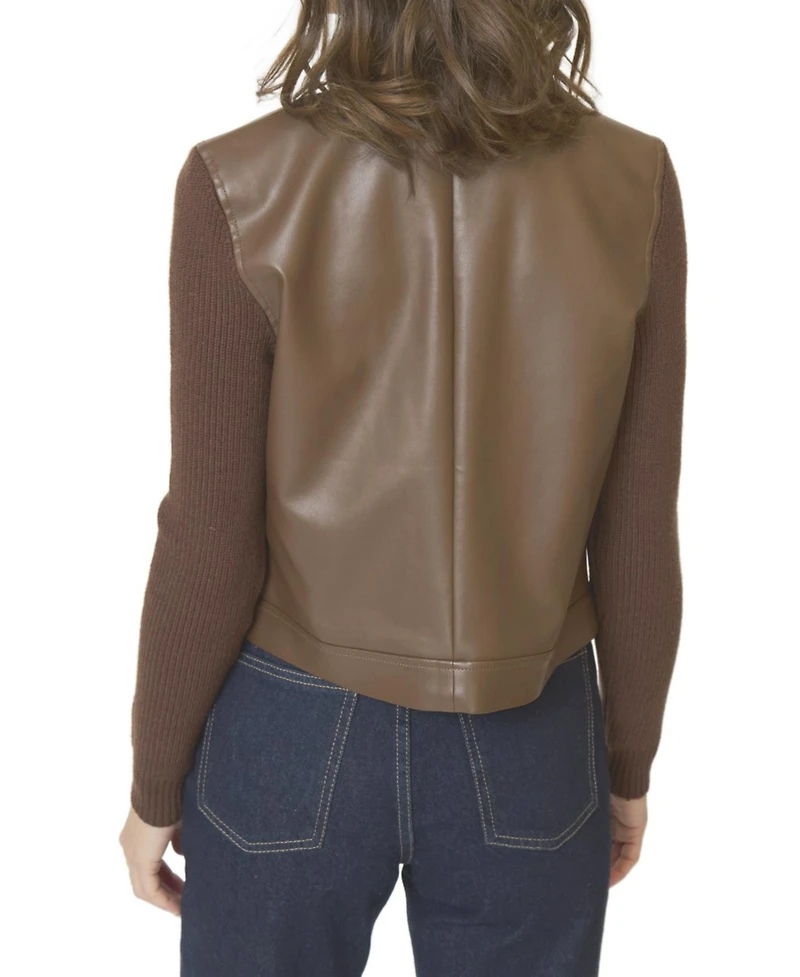 Central Park West Women's Astrid Leather Mixed Media Jacket