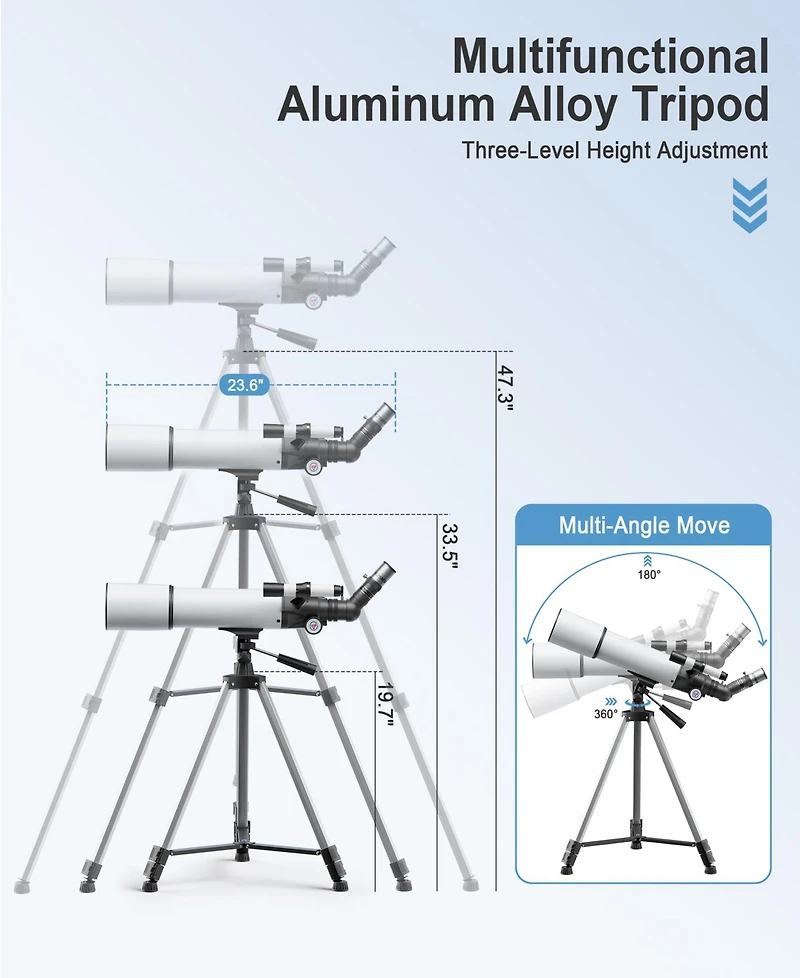 Telescope 80mm Aperture 500mm Refractor Portable Astronomical Telescope for Adults Kids Beginners with Tripod and Accessories