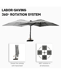 Boyel Living 10 x 13 ft. 360° Rotation Cantilever Patio Umbrella with Base and Led Light