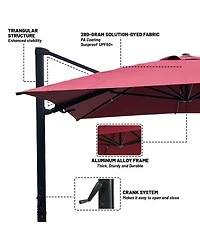Boyel Living 10 ft 360° Rotation Outdoor Patio Cantilever Umbrella Square with Base