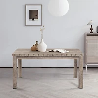Morden Fort 3-Pieces Rustic Rectangular Wooden Top Dining Table Set with 2 Linen Upholstered Chair