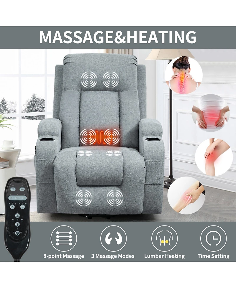 Clihome Infinite Position Single Motor Up to 350 Lbs Power Lift Recliner Chair for Elderly Heavy Duty Motion Mechanism with 8 Point Vibration Massage