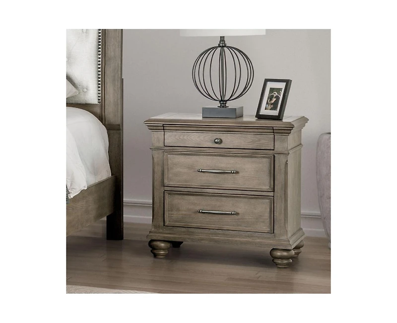 Casainc Weathered Oak Storage Cabinet Nightstand