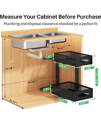 Kitstorack Under Sink Organizer, 2 Tier Pull out Cabinet Organizer Baskets with Mesh Sliding Drawers, Slide out Storage Shelf for Home, Kitchen, Bathr