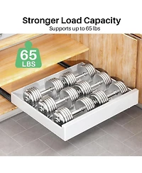 Kitstorack Pull out Cabinet Organizer, 21"Deep, 11.8"Wide Full-Extension Heavy Duty Slide out Drawers with Nano Adhesive, Roll Out Shelves S