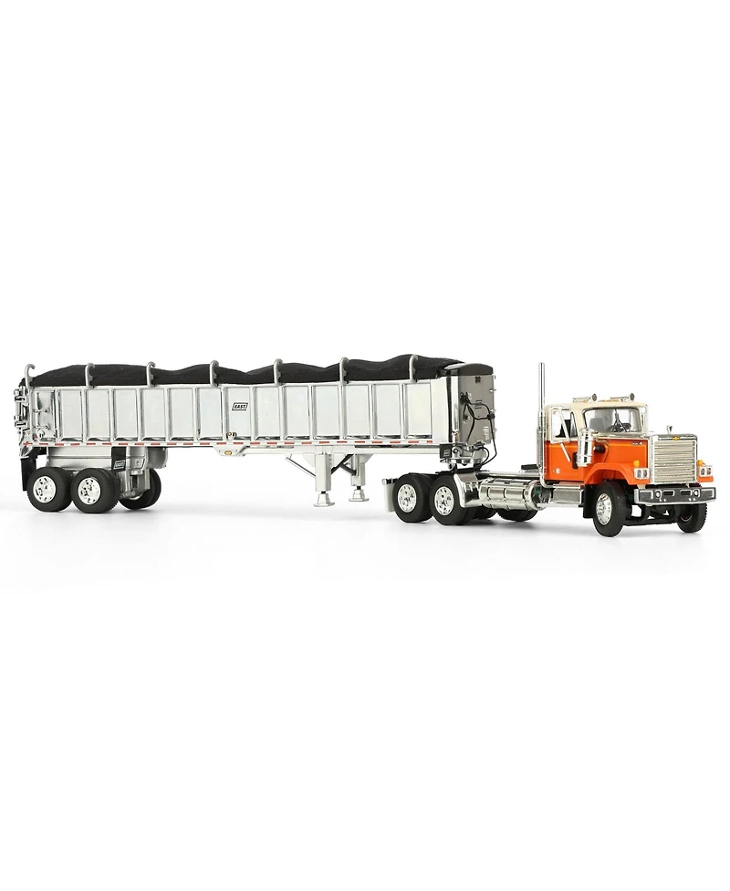 First Gear Dcp 1/64 Orange Chevrolet Bison Day Cab with East End Dump Trailer 60-1925