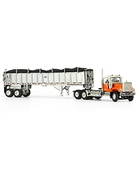 First Gear Dcp 1/64 Orange Chevrolet Bison Day Cab with East End Dump Trailer 60-1925