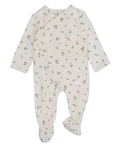 MeMoi Baby Boys "Blue Foliage" Crossover Collar Footie