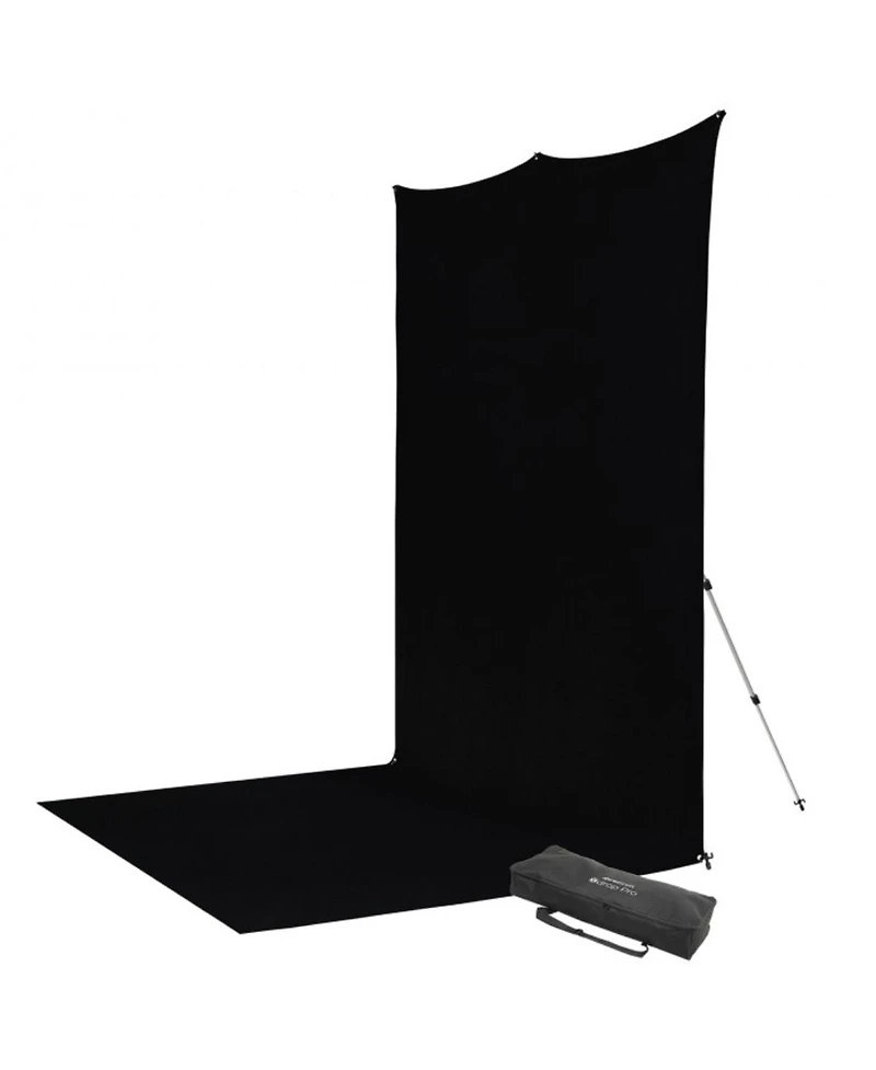 Westcott 8x13' X-Drop Pro Wrinkle-Resistant Backdrop Kit with Stand, Rich Black Sweep