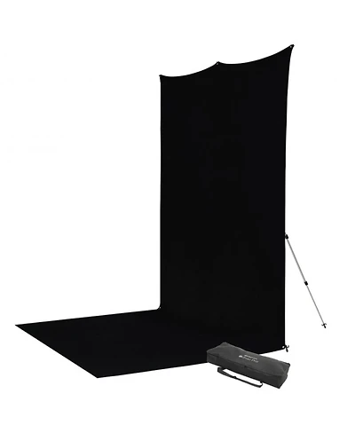 Westcott 8x13' X-Drop Pro Wrinkle-Resistant Backdrop Kit with Stand, Rich Black Sweep