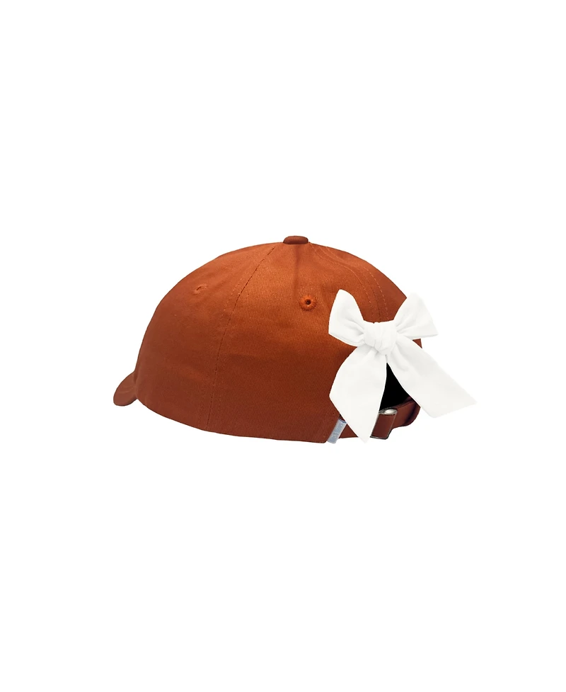Bits & Bows Girls Football Bow Baseball Hat in Orange