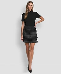 Dkny Women's Fringe Detail Mini Skirt