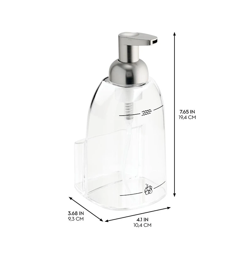 iDesign Acrylic Kitchen Sink Caddy with Soap Dispenser - Clear/Brushed Nickel