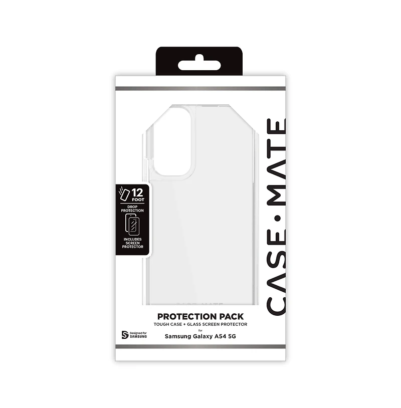 Case-Mate Protection Pack Tough Case and Glass Screen Protector for Samsung Galaxy A54 5G-Clear