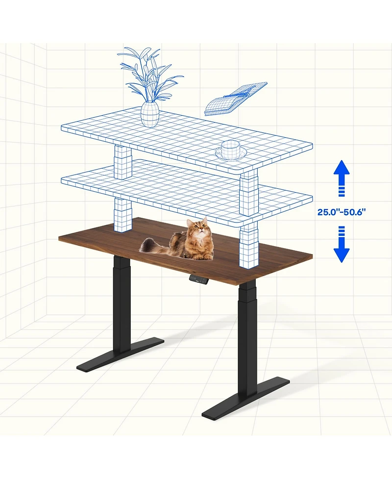 Flexispot E7-commercial 60 W Electric Adjustable Standing Desk, Black Walnut Top