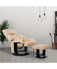 Homcom Massage Recliner Chair, Footrest, 360 Swivel Lounger w/ Ottoman,
