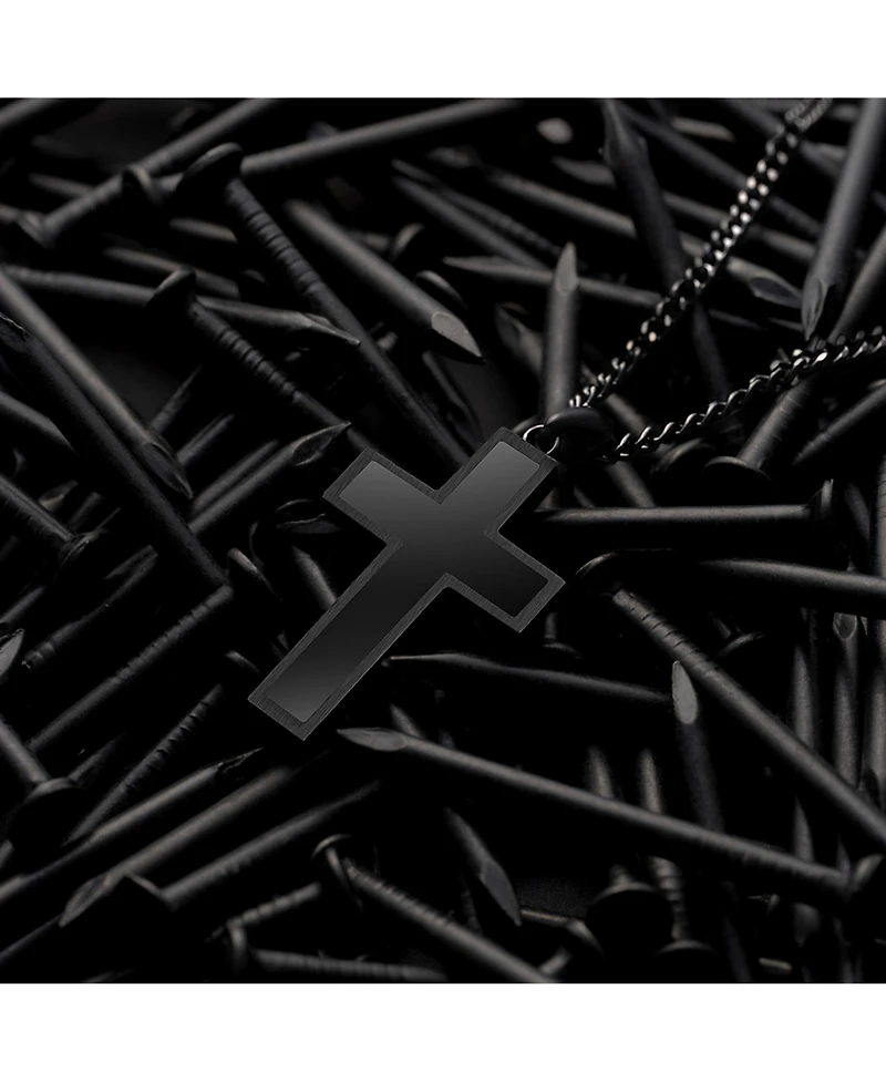 Vincero Men's Stone Cross Pendant Stealth Black - Large