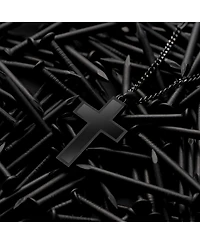 Vincero Men's Stone Cross Pendant Stealth Black - Large