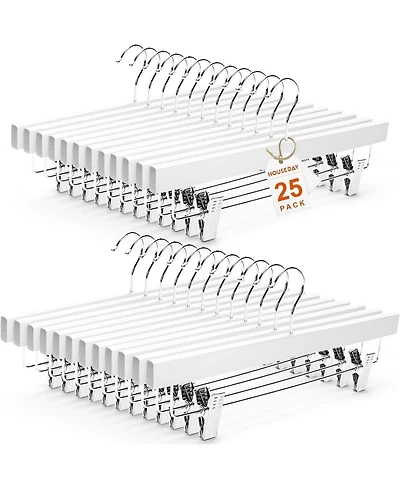 Premium Solid Lotus Wood Hangers for Pants & Skirts with Adjustable Clips