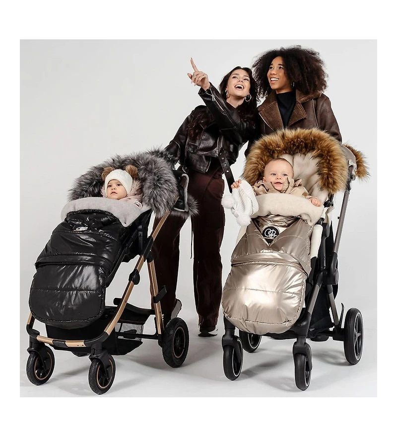 Cover Baby Baby Cover 0-3 Years Organic Premium Beige Wool Adjustable Footmuff in Pastel Black