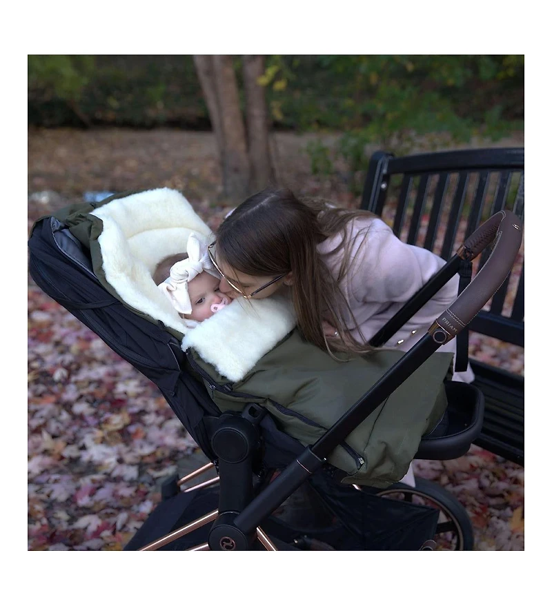 Cover Baby Baby Cover 0-3 Years Scandinavian Organic Wool Adjustable Footmuff in Olive