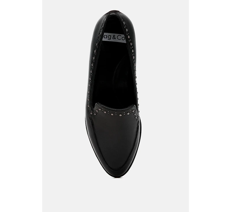 Wolferton Delicate Stud Detail Leather Loafers Women