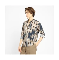 Campus Sutra Men's Tie-Dye Striped Shirt