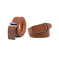 Men's Sliding Buckle Adjustable Leather Ratchet Belt