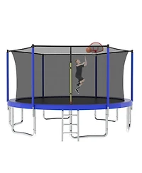 Streamdale 14FT Kids Trampoline with Safety Net, Basketball Backboard, and Ladder