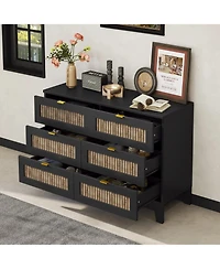 Streamdale Furniture Rustic Dresser with 6 Drawers and Metal Handles