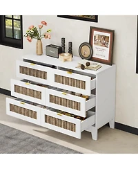 Streamdale Furniture Rustic Dresser with 6 Drawers and Metal Handles