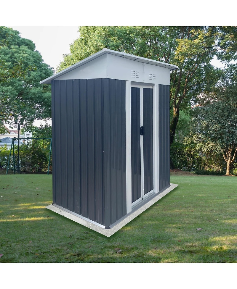 Streamdale Furniture5FTx3FT Grey Garden Shed - Aluminum Frame, Sliding Door