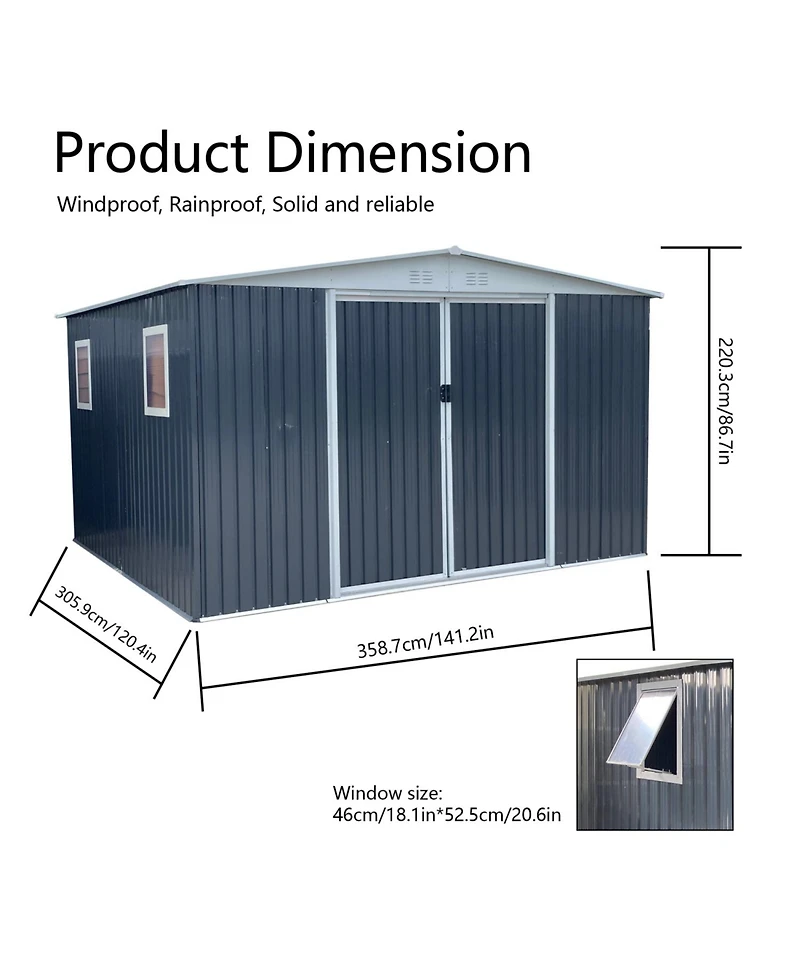Streamdale 12'x10' Apex-Roof Garden Shed with Windows