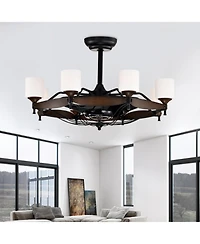 Streamdale 33-Inch Black Ceiling Fan with Remote Control, 6 Speeds, Abs Blades, for Indoor Use