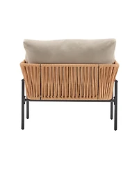 Streamdale Furniture Streamdale Beige/Wood Rope Lounge Chairs (Set of 2), Natural/Modern style