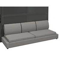 Streamdale Furniture Queen Size Murphy Bed Wall Bed with Sofa Shelves Usb & Light