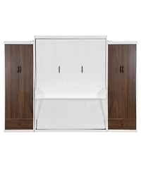 Streamdale Furniture Queen Size Murphy Bed Wall Bed with Closet Drawers and Table
