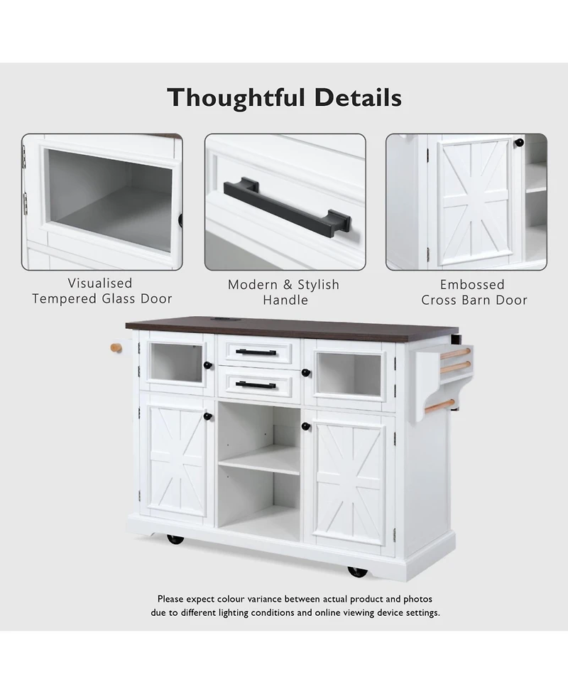 Streamdale Furniture Kitchen Island with Drop Leaf & Power Outlet