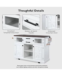 Streamdale Furniture Kitchen Island with Drop Leaf & Power Outlet