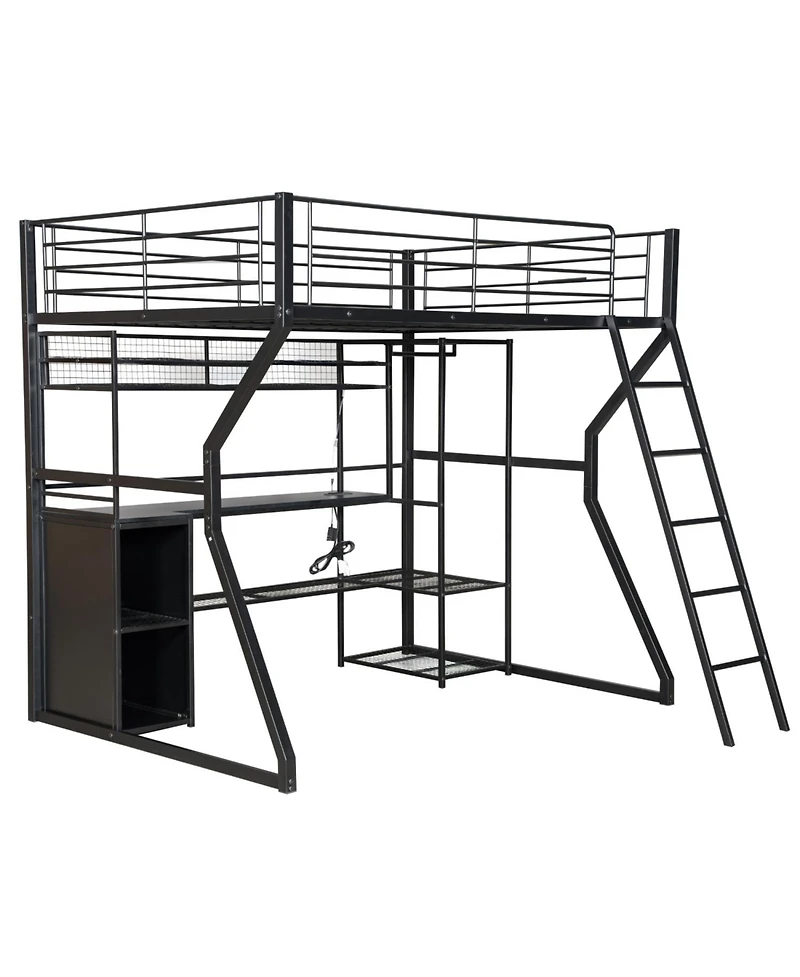 Streamdale Furniture Gaming Loft Bed with Work Station & Storage