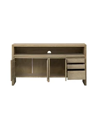 Streamdale Furniture 60" Modern Ash Veneer 3-Door Sideboard