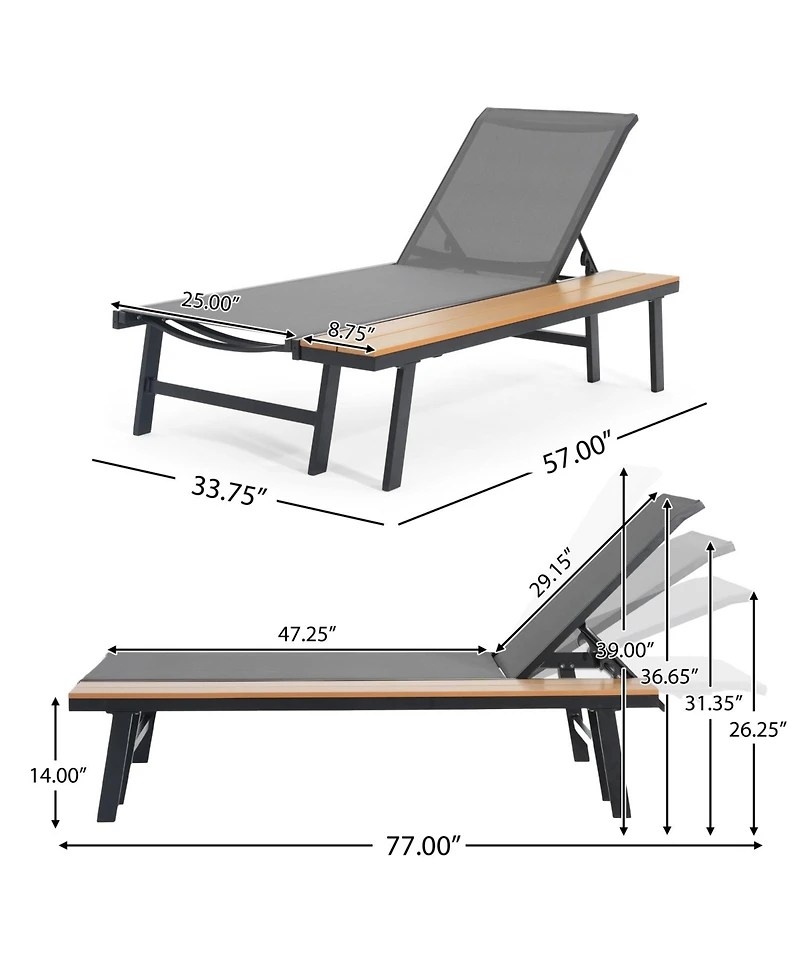 Streamdale Furniture Chaise Lounge Set with Adjustable Mesh Seating