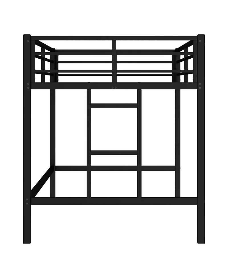 Streamdale Furniture Twin Metal Loft Bed with Ladder & Guardrails - Black