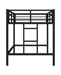 Streamdale Furniture Twin Metal Loft Bed with Ladder & Guardrails - Black