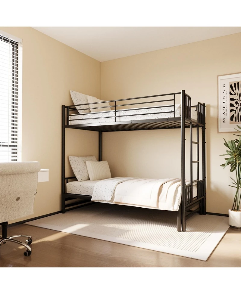Streamdale Furniture Twin Metal Pull-Out Bunk Bed Black