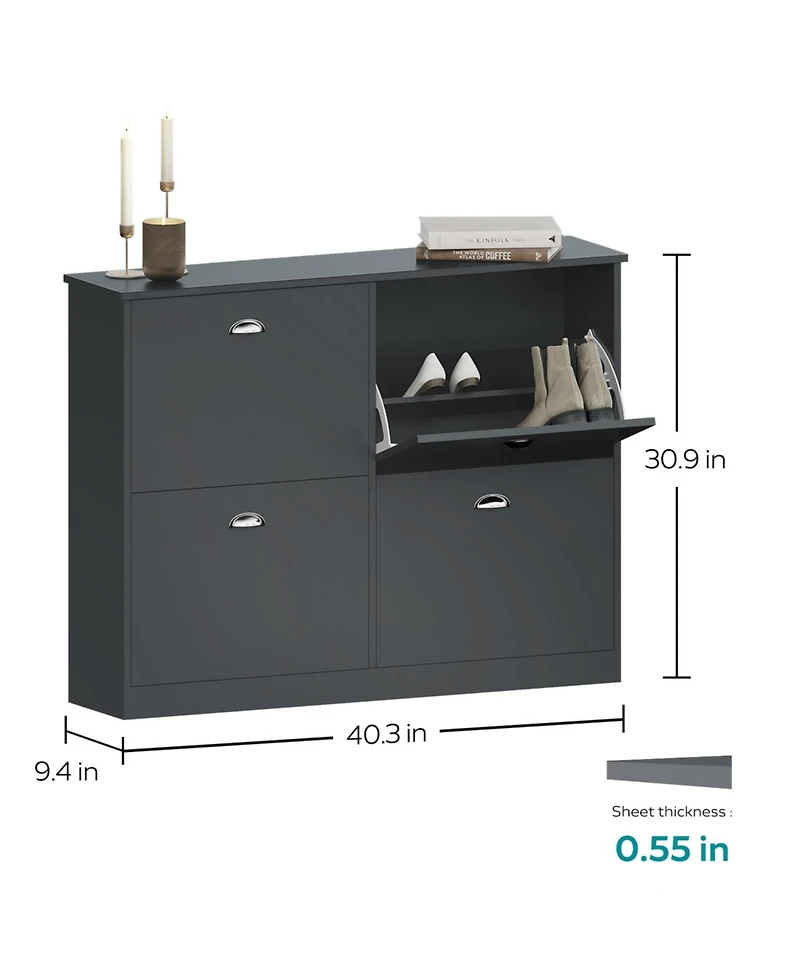 Streamdale Furniture Slim 4-Drawer Shoe Cabinet