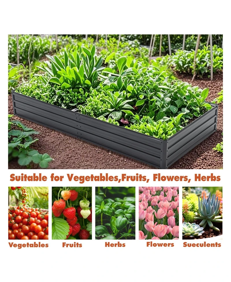 Streamdale Furniture Galvanized Raised Garden Bed - 8x4x1 ft