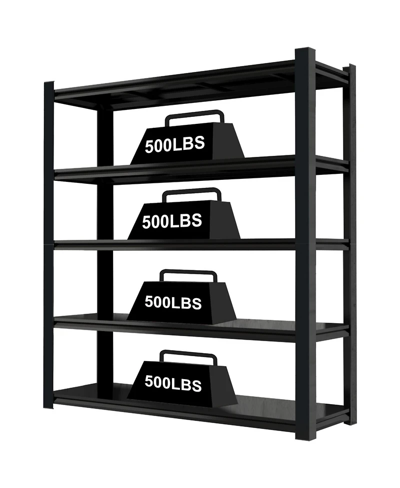 Streamdale Furniture 59" Wide Black Metal Shelves w/ Dividers