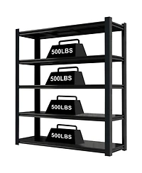 Streamdale Furniture 59" Wide Black Metal Shelves w/ Dividers